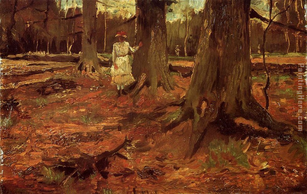 A Girl in White in the Woods painting - Vincent van Gogh A Girl in White in the Woods art painting